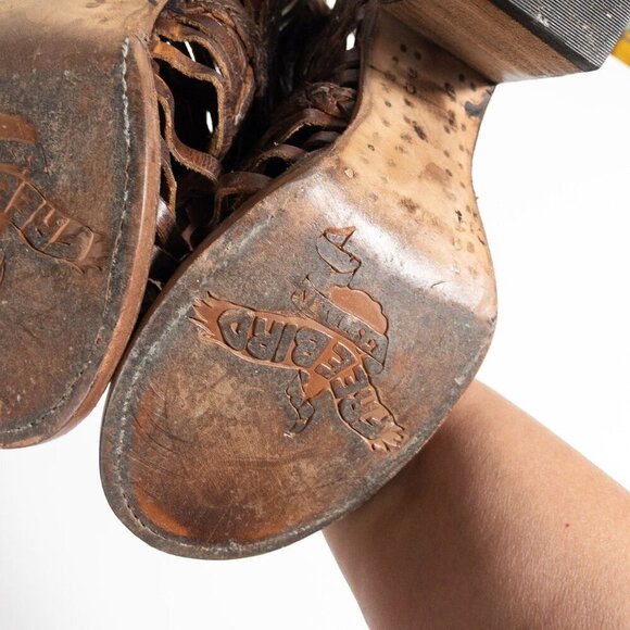 Freebird Bela Leather Braided Boho Heeled Boot SZ 6 Dark Brown Western - Picture 12 of 14